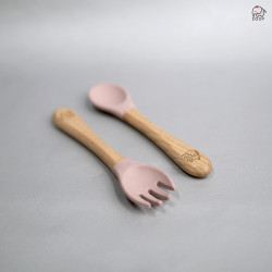 ZOOY Bamboo Silicone Spoon & Fork (Dusty Pink)