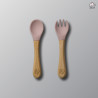 ZOOY Bamboo Silicone Spoon & Fork (Dusty Pink)