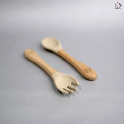 ZOOY Bamboo Silicone Spoon & Fork (Sandy Nude)