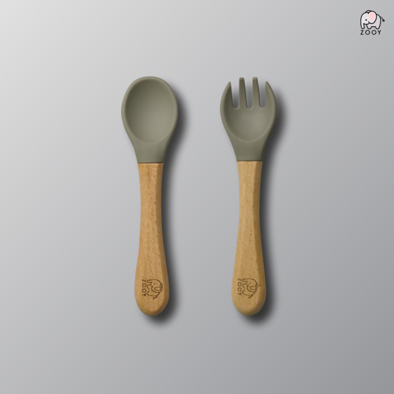 copy of copy of ZOOY Bamboo Silicone Spoon & Fork (Yellow Mustard)