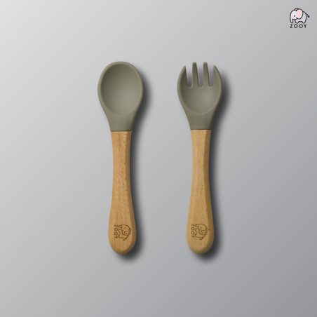 copy of copy of ZOOY Bamboo Silicone Spoon & Fork (Yellow Mustard)