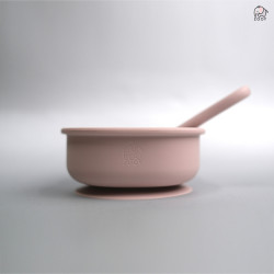 ZOOY Bear Bowl Silicone Suction With Spoon (Dusty Pink)