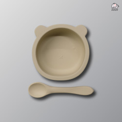 ZOOY Bear Bowl Silicone Suction With Spoon (Sandy Nude)