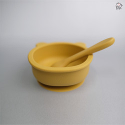 ZOOY Bear Bowl Silicone Suction With Spoon (Yellow Mustard)