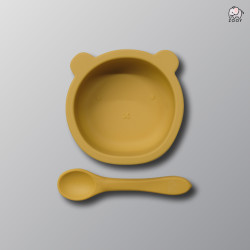 copy of copy of copy of ZOOY Bear Bowl Silicone Suction With Spoon (Dusty Pink)