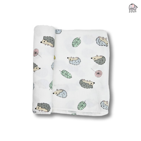 ZOOY Muslin Bamboo & Cotton Swaddle (Hedgehog)